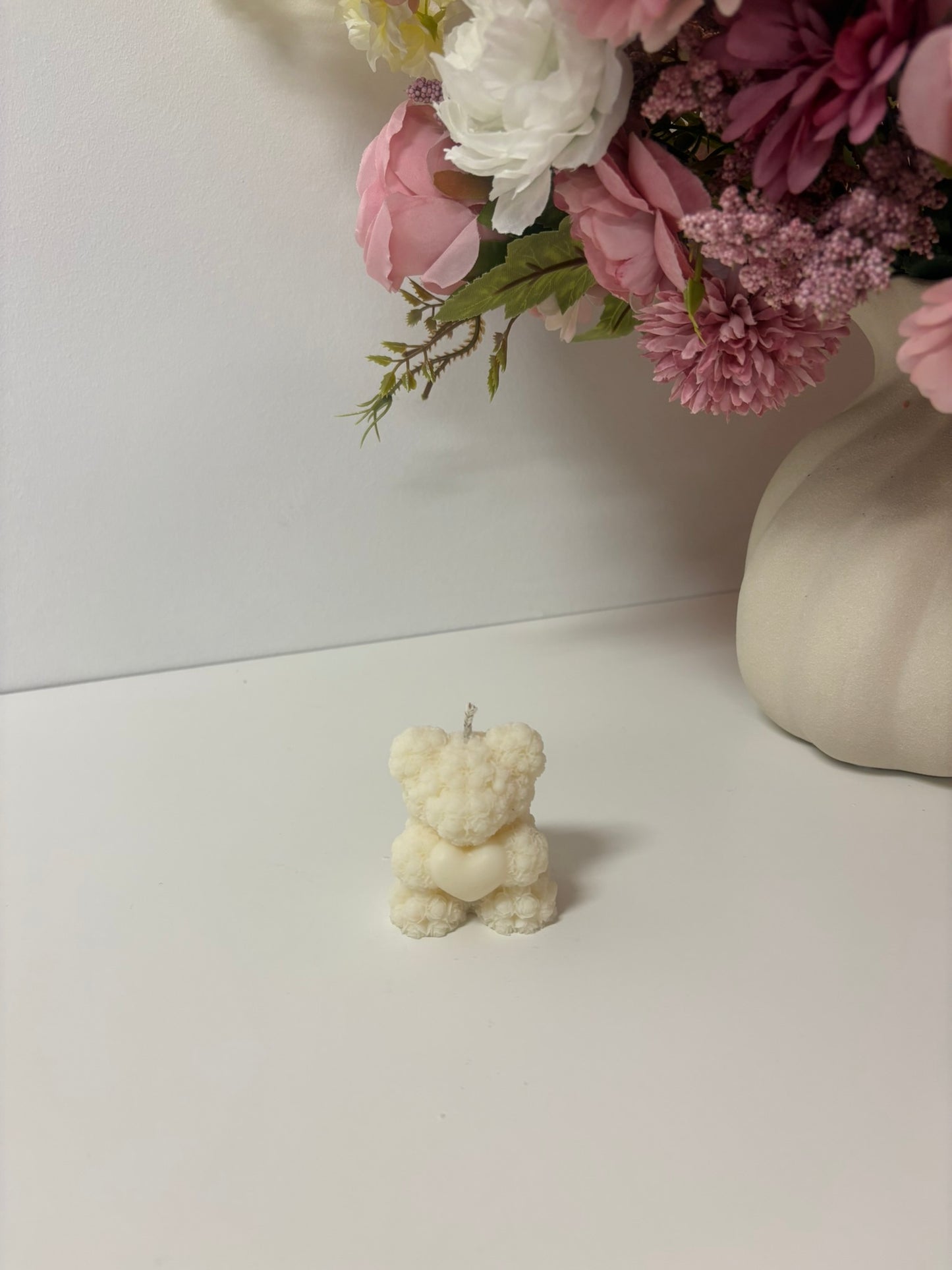 Rose Bear Heart Candle