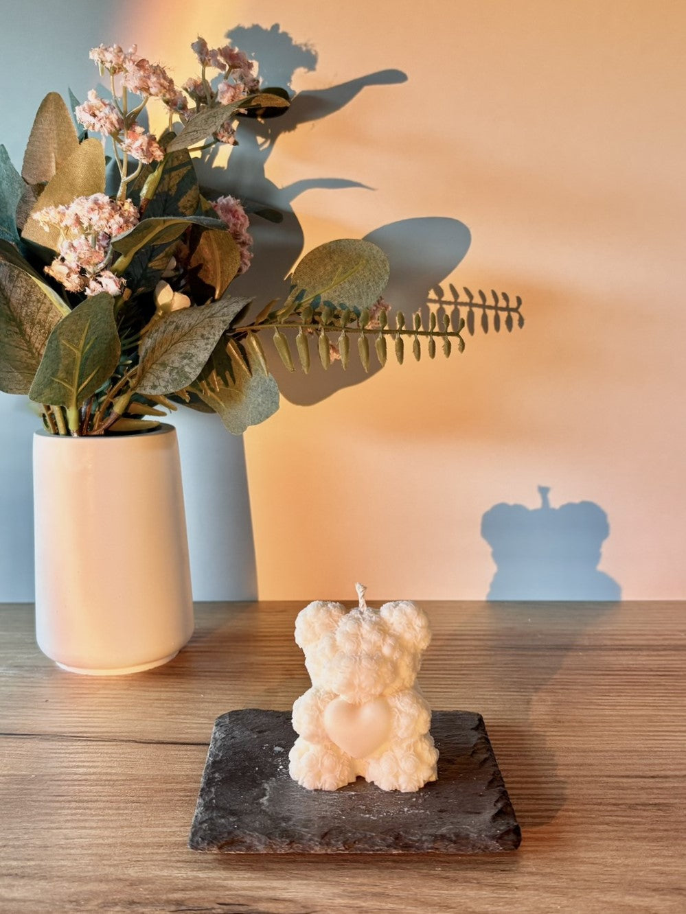 Rose Bjørn Hjerte Stearinlys