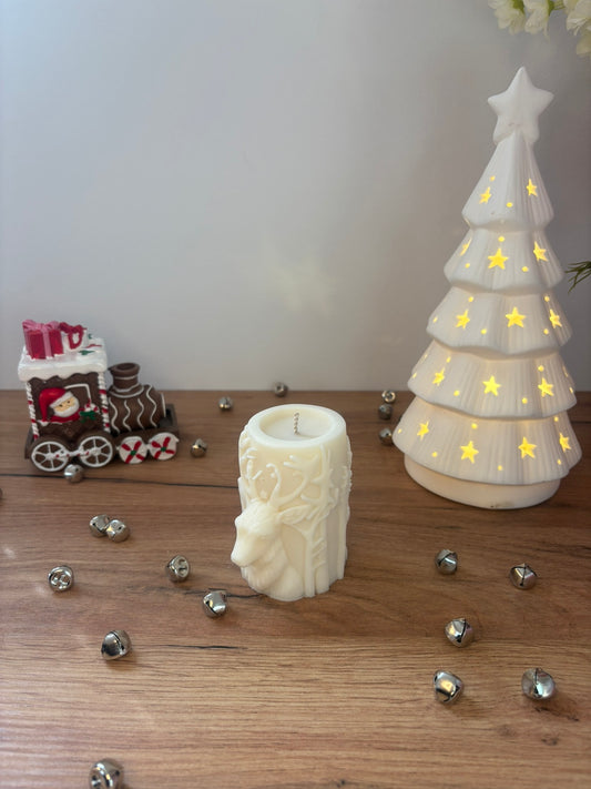 Christmas Reindeer Pillar Candle