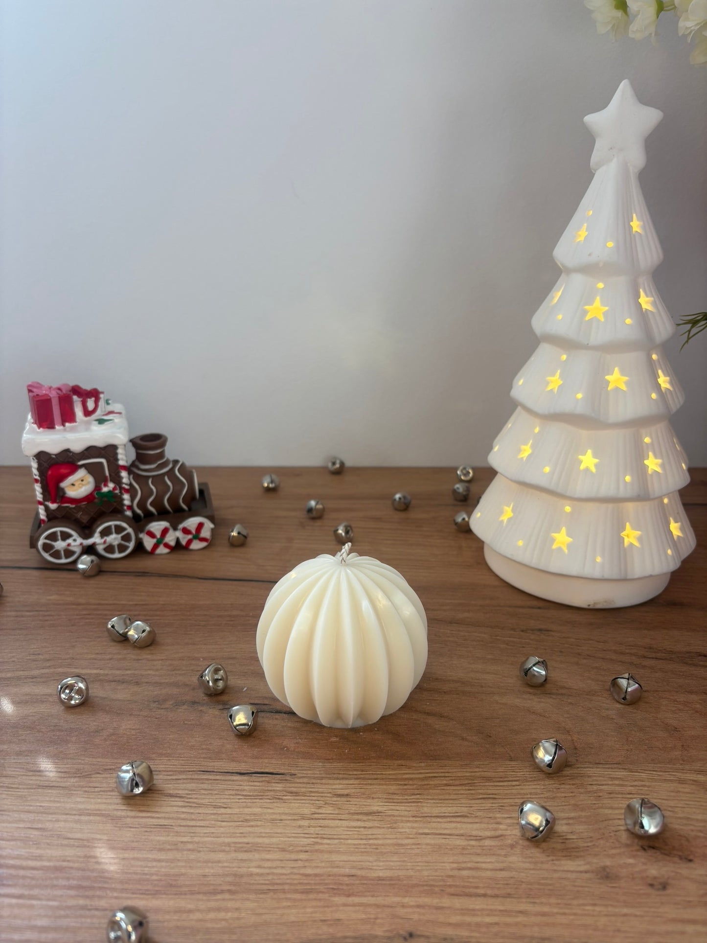 Christmas Large Striped Ornament Candle