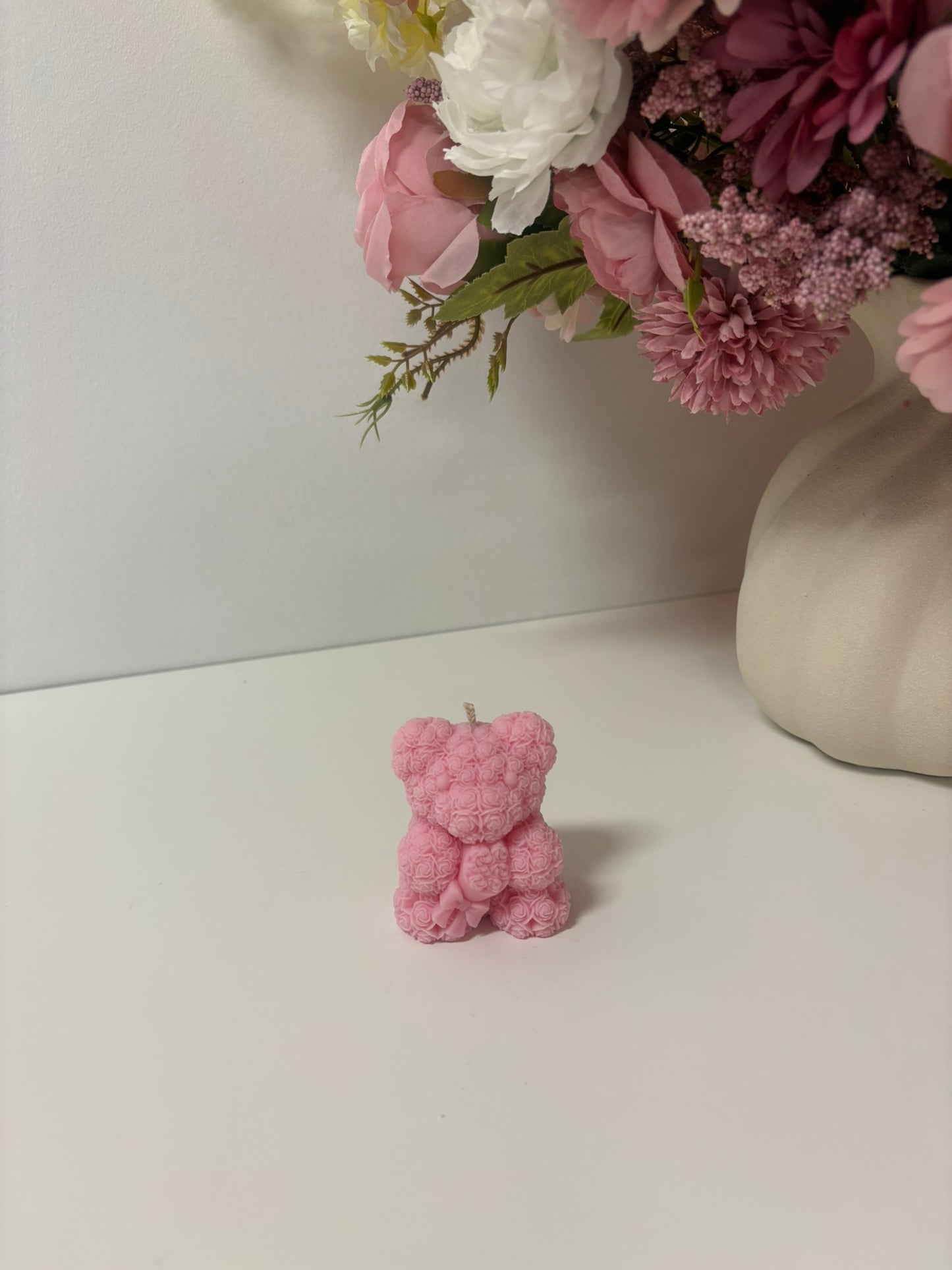 Rose Bear Bouquet Candle