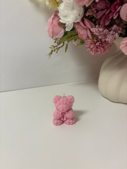 Rose Bear Bow Candle