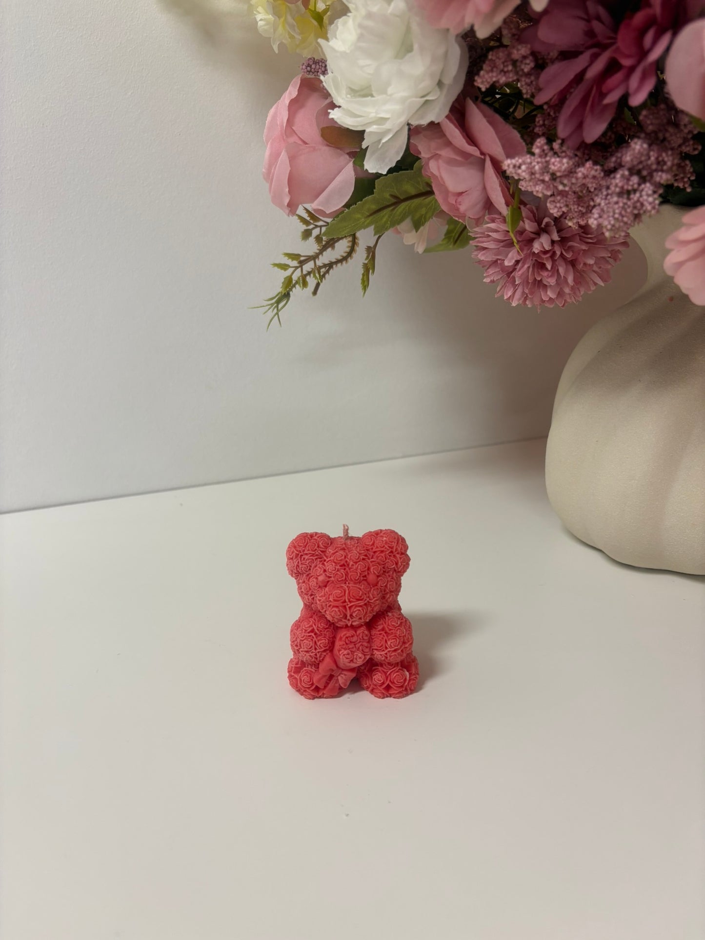 Rose Bear Bouquet Candle