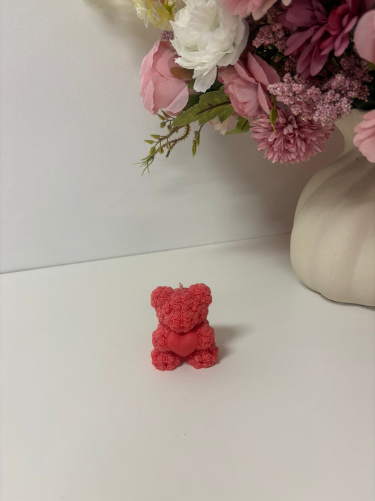 Rose Bear Heart Candle